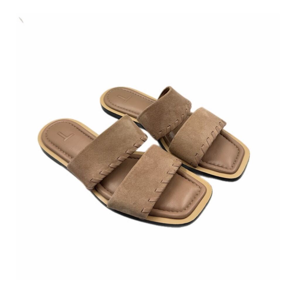 Lafayette 148  New York Nia Slide Two Strap Flat Suede Leather Summer Sandals